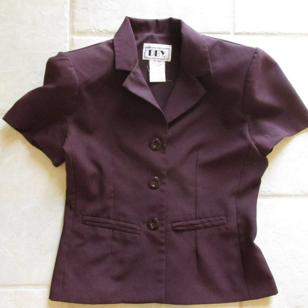 DBY WOMEN'S SIZE 3 / 4 SUIT JACKET BURGUNDY OFFICE CAREER TAILORED BLAZER SS